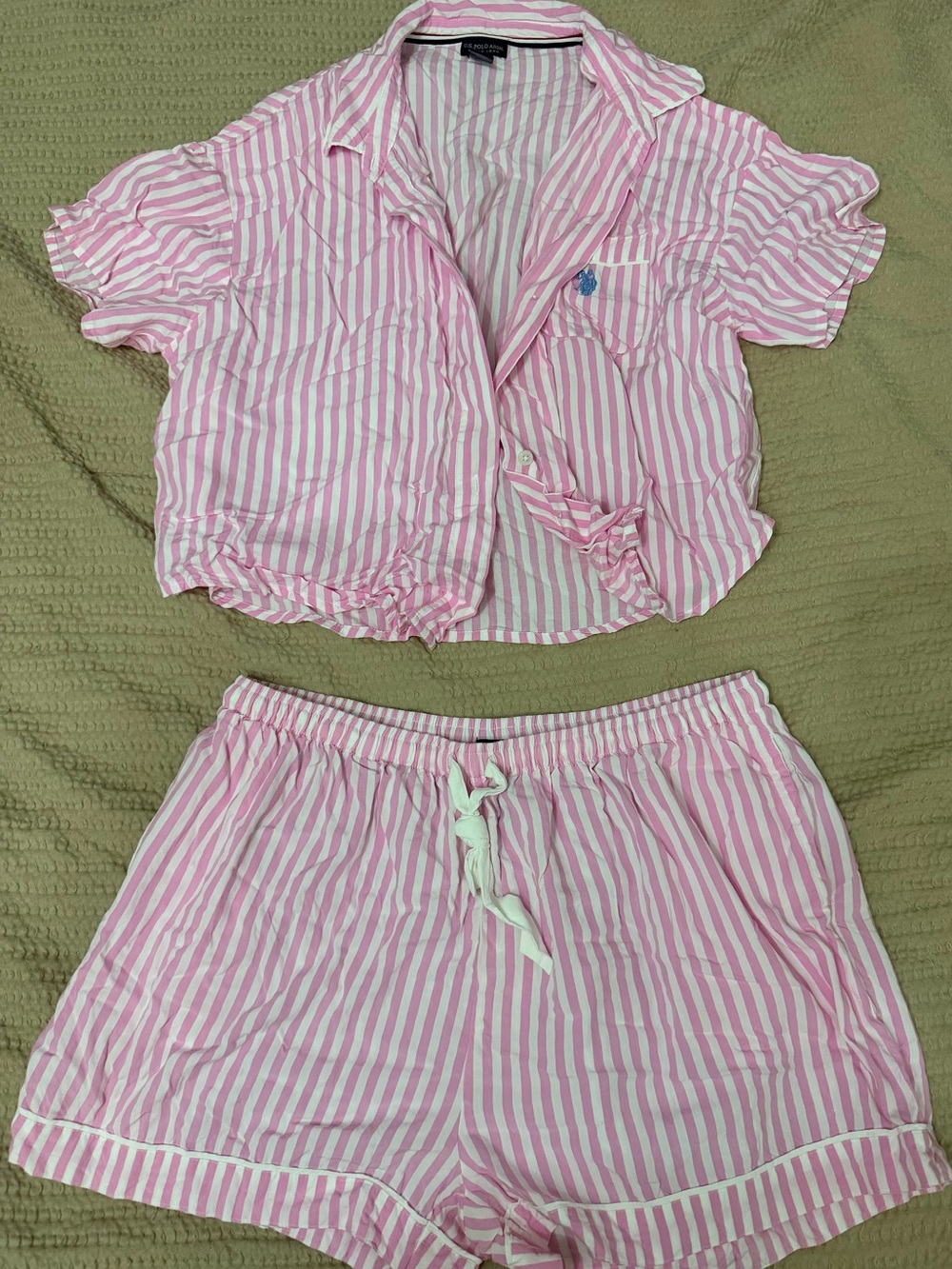 U.S. Polo Assn. Pink and White Striped Button-Up Shirt
